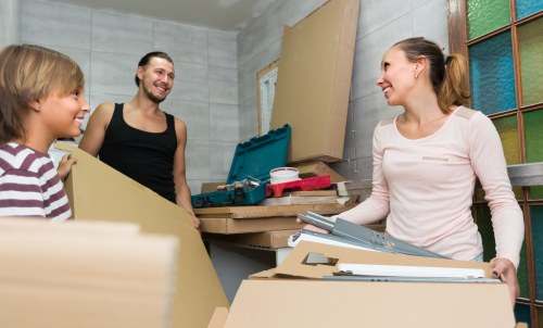 Storage team sorting cardboard and recyclable packaging at Selfstorage Chelsea
