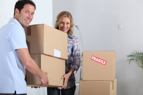 Packed moving boxes ready for removals in Chelsea